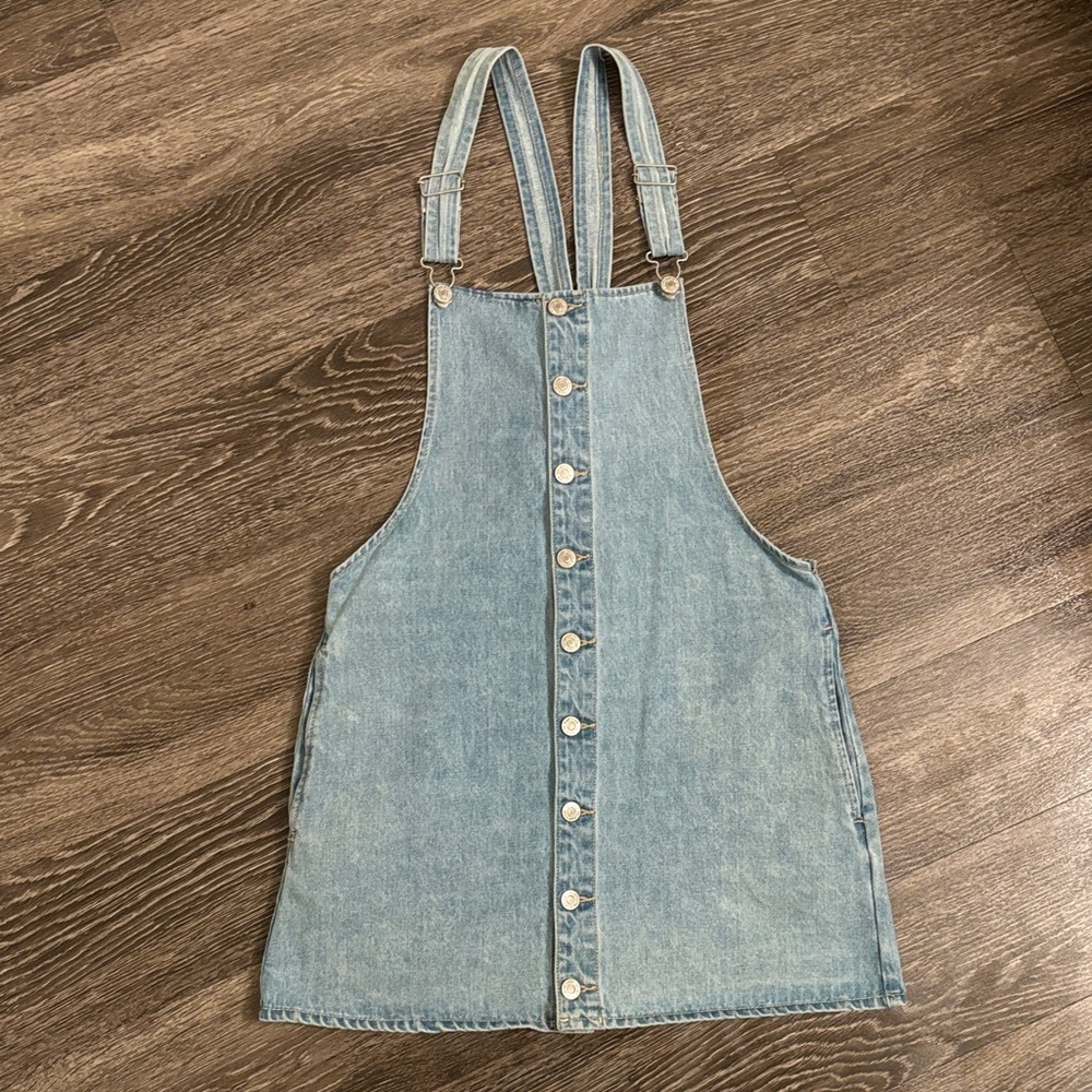 Denim Button-Front Overall Dress